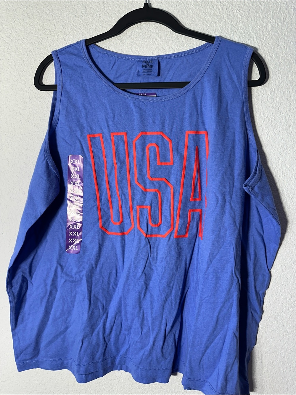 State of Mind Royal Blue Tank Top with Red USA Graphic